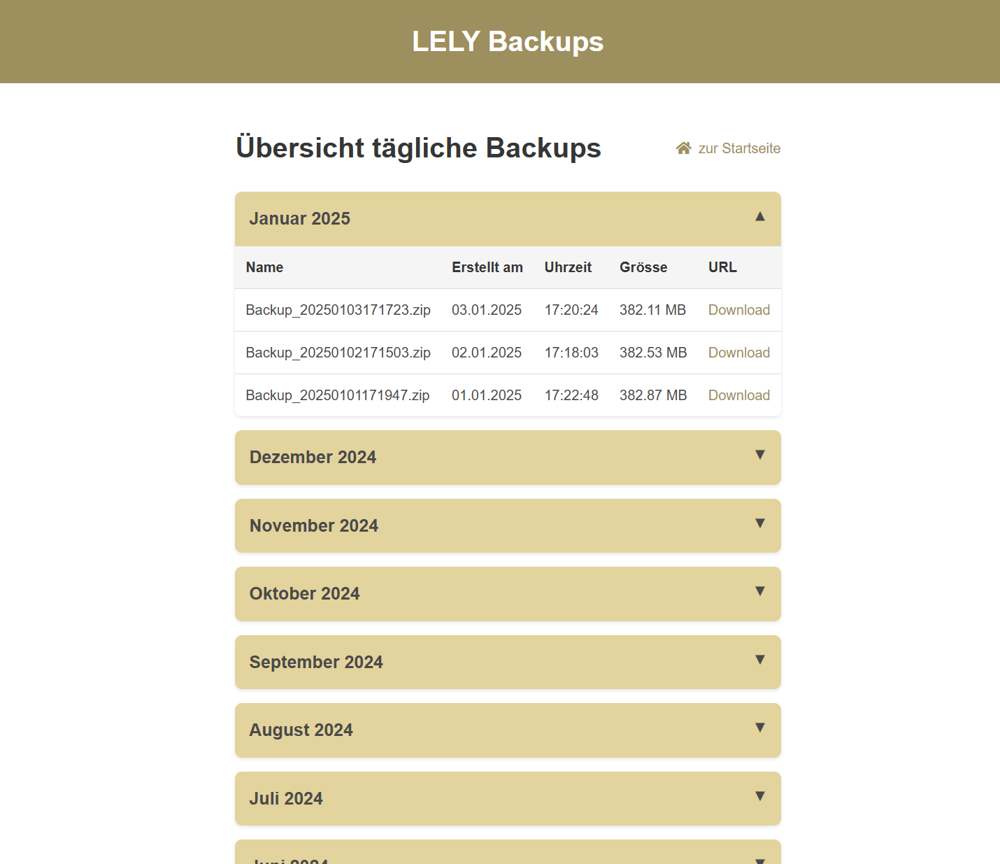 Backup Web-Interface